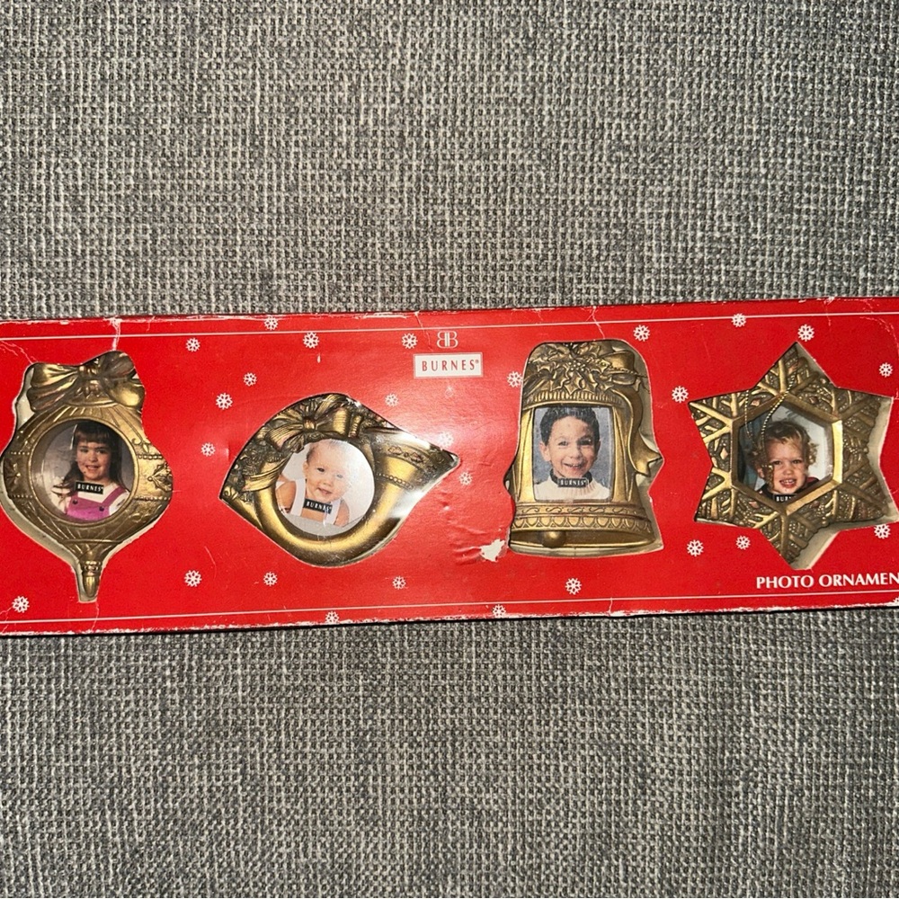 Burnes Of Boston Photo Insert Christmas Ornaments Set Of 4